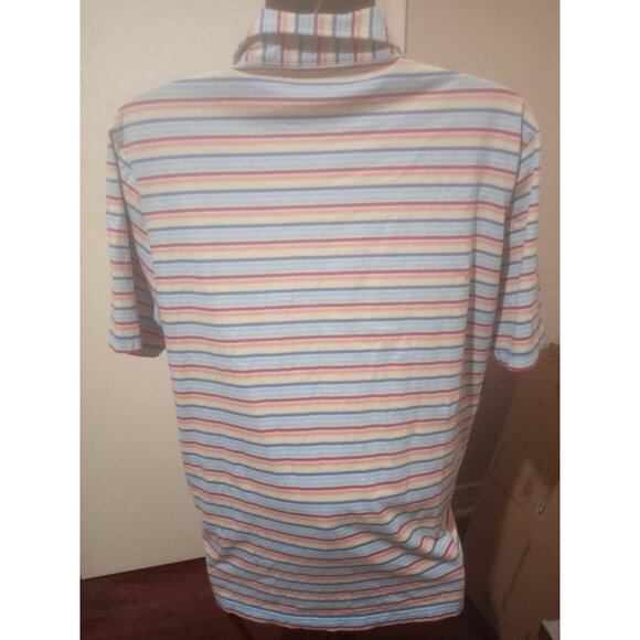 Peter Millar XL Pima Cotton Soft Golf Shirt Rainbow Striped Performance Polo - Picture 6 of 12